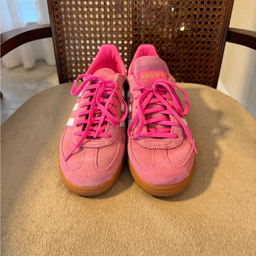 adidas Pink Suede Athletic Sneakers with Gum Sole